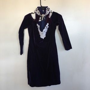 Vintage Roberta purple velvet dress high neck